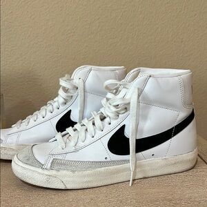 Nike White and Black High-Top Sneakers